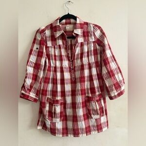 Free People Plaid Matador Tunic Top. size 4 EUC
